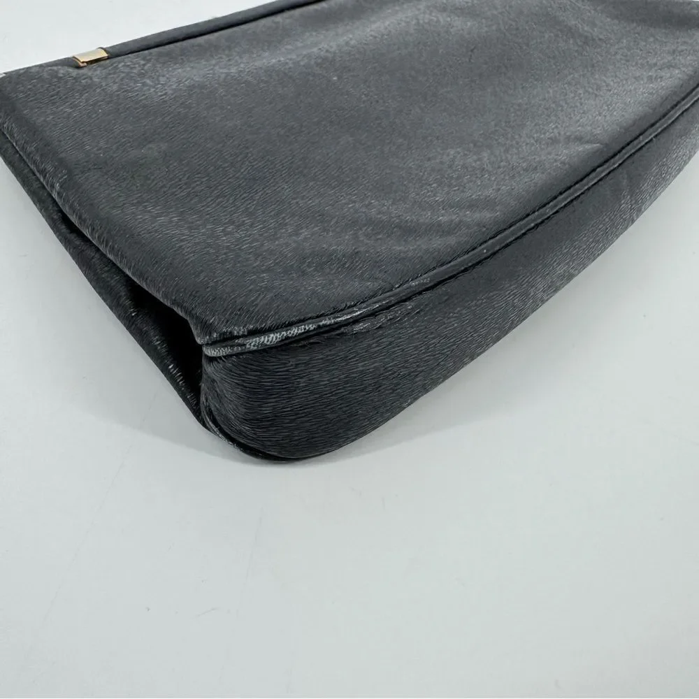 Vintage 50s-60s Rosenfeld Black‎ Leather Evening Clasp Bag